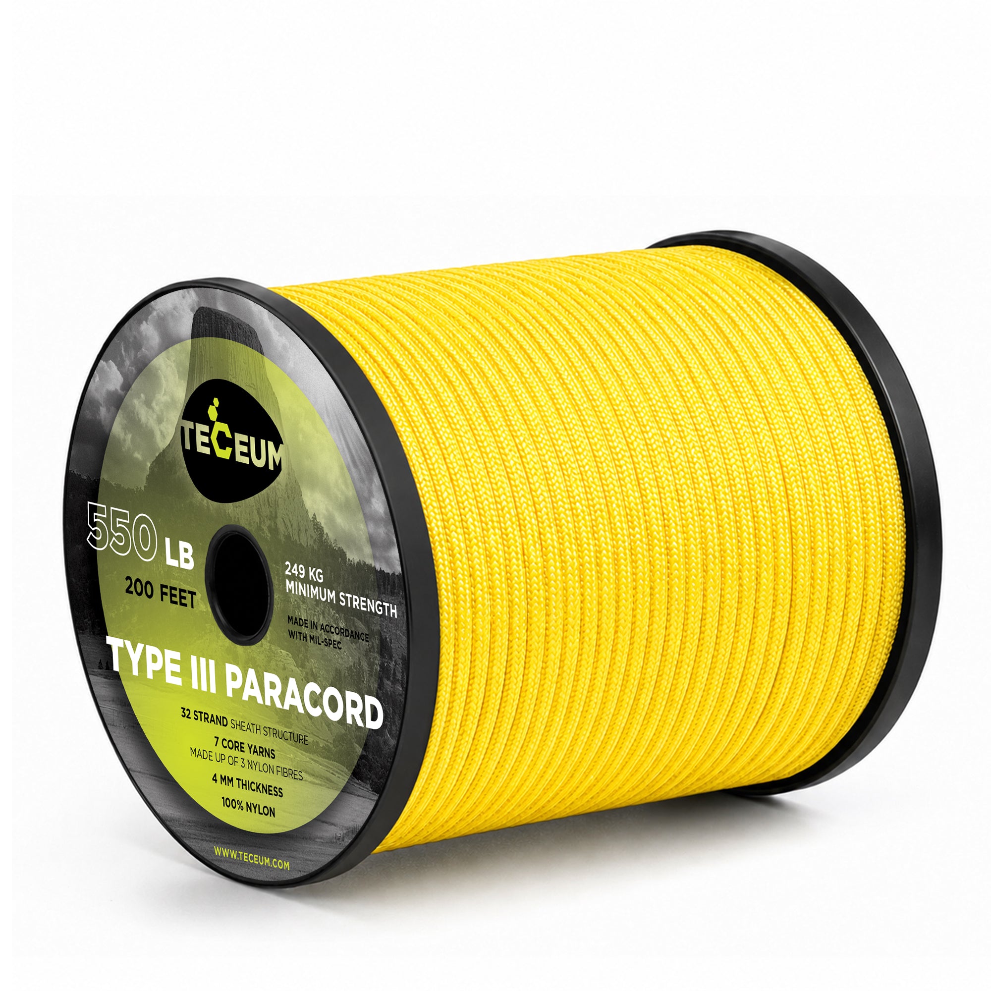 Paracord III 550 Yellow Pastel – 200 ft - image 1