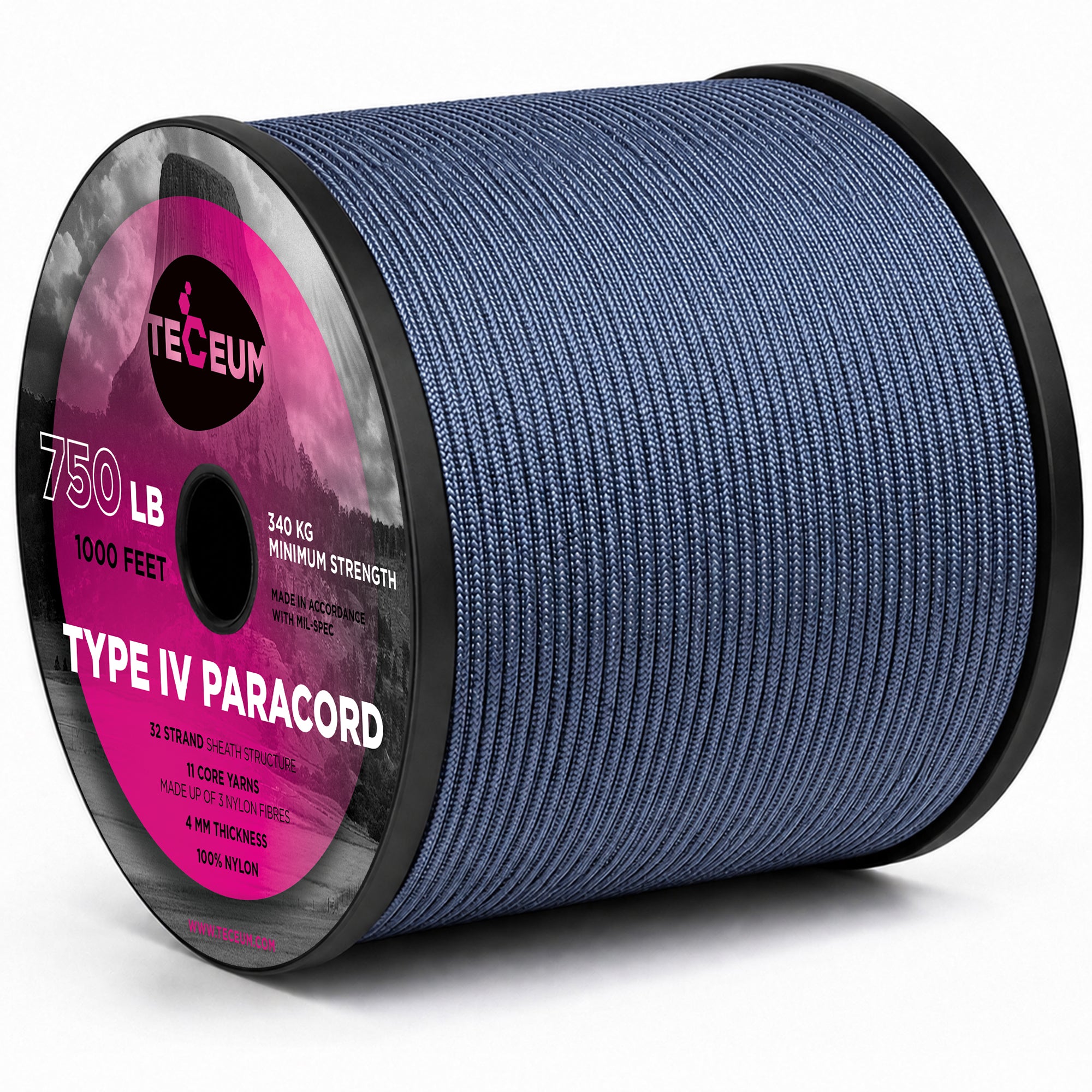 Paracord IV 750 Oil Blue – 1000 ft - image 1