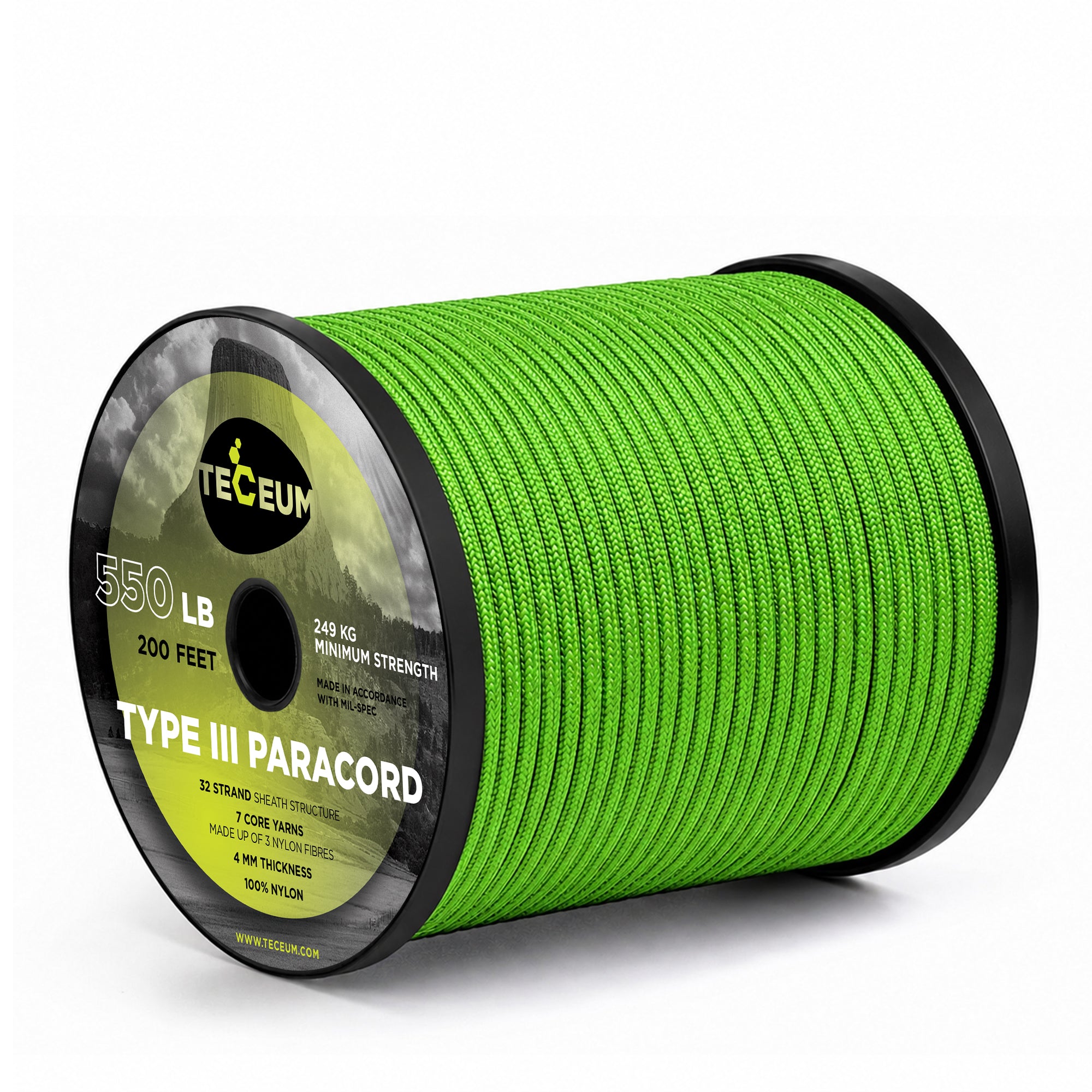 Paracord III 550 Neon Green – 200 ft - image 1