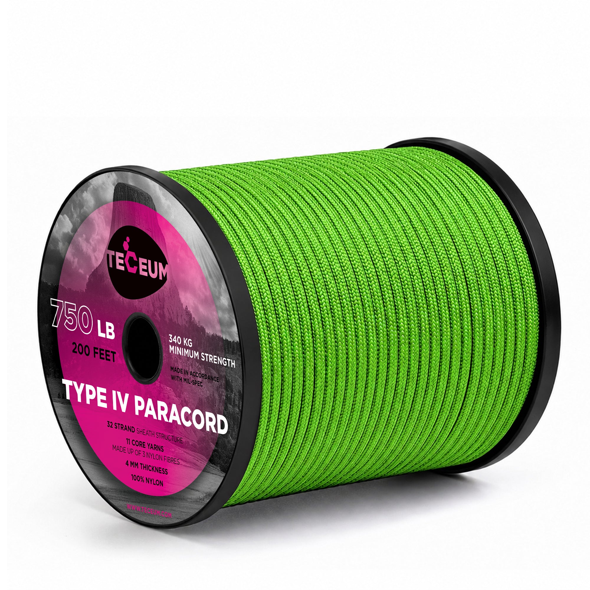 Paracord IV 750 Neon green – 200 ft - image 1