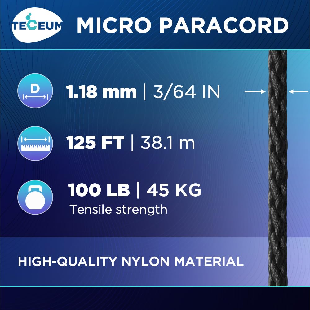 Micro Paracord – Black – 125 ft - image 2