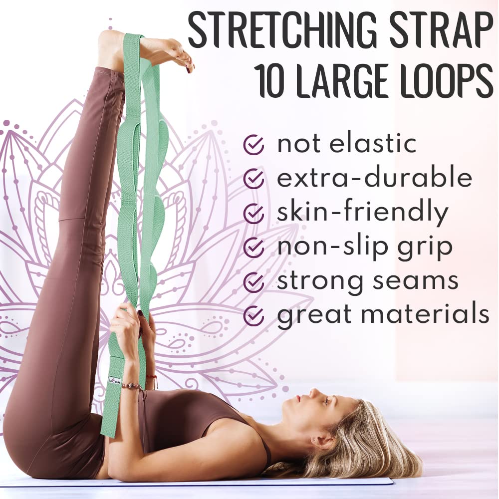 PT Stretching Loop Straps – Polycotton – Light Green – 1” - image 2