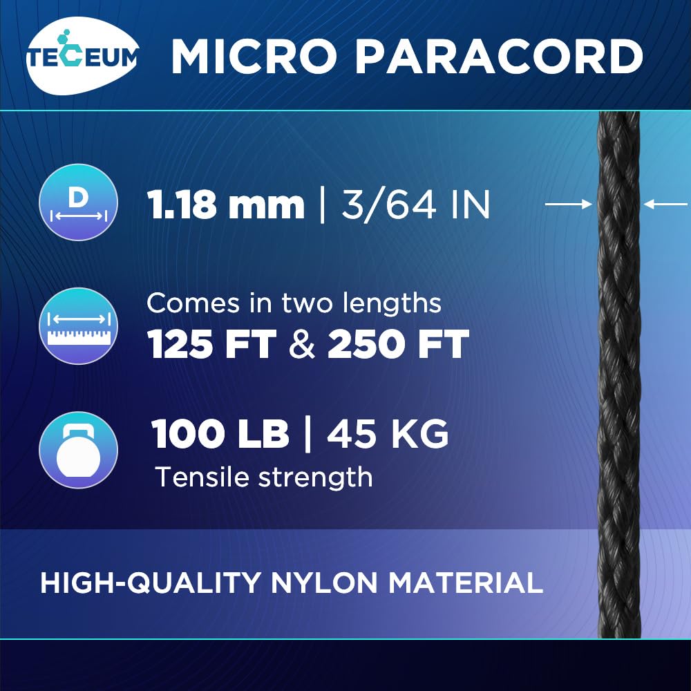 Micro Paracord – Black – 250 ft - image 2