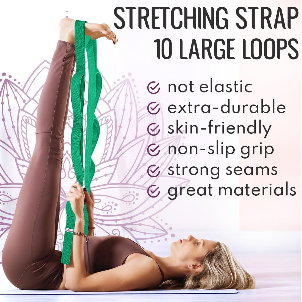 PT Stretching Loop Straps – Polycotton – Green – 1” - image 2