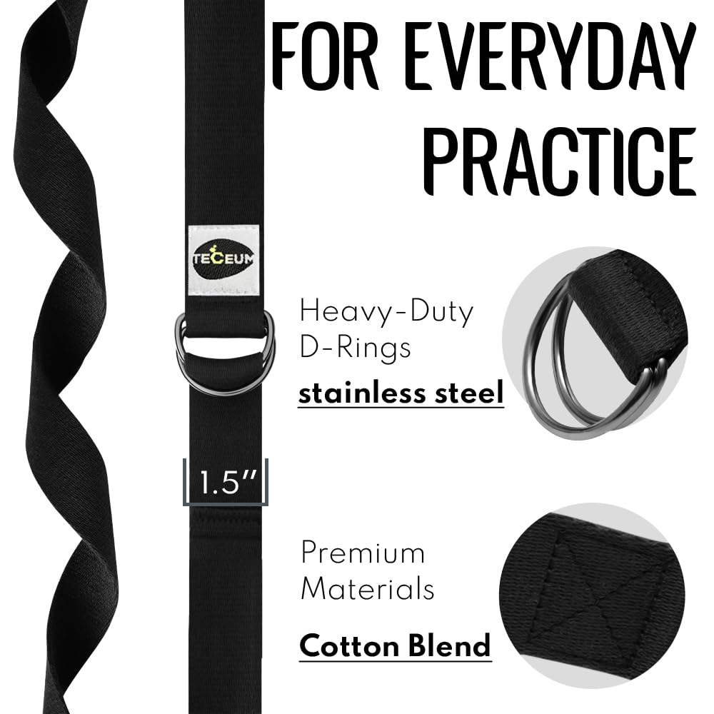 Yoga Straps – Polycotton – Black – 10 ft - image 5