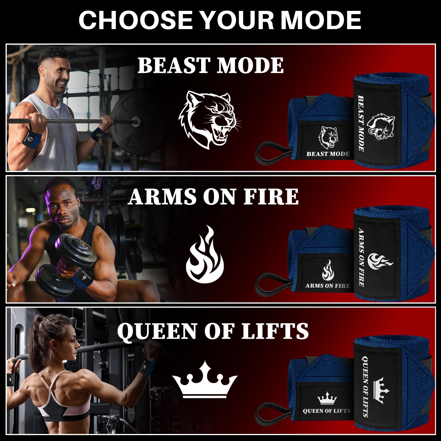 Wrist Wraps – Queen of Lifts – Navy Blue – 18 - image 4