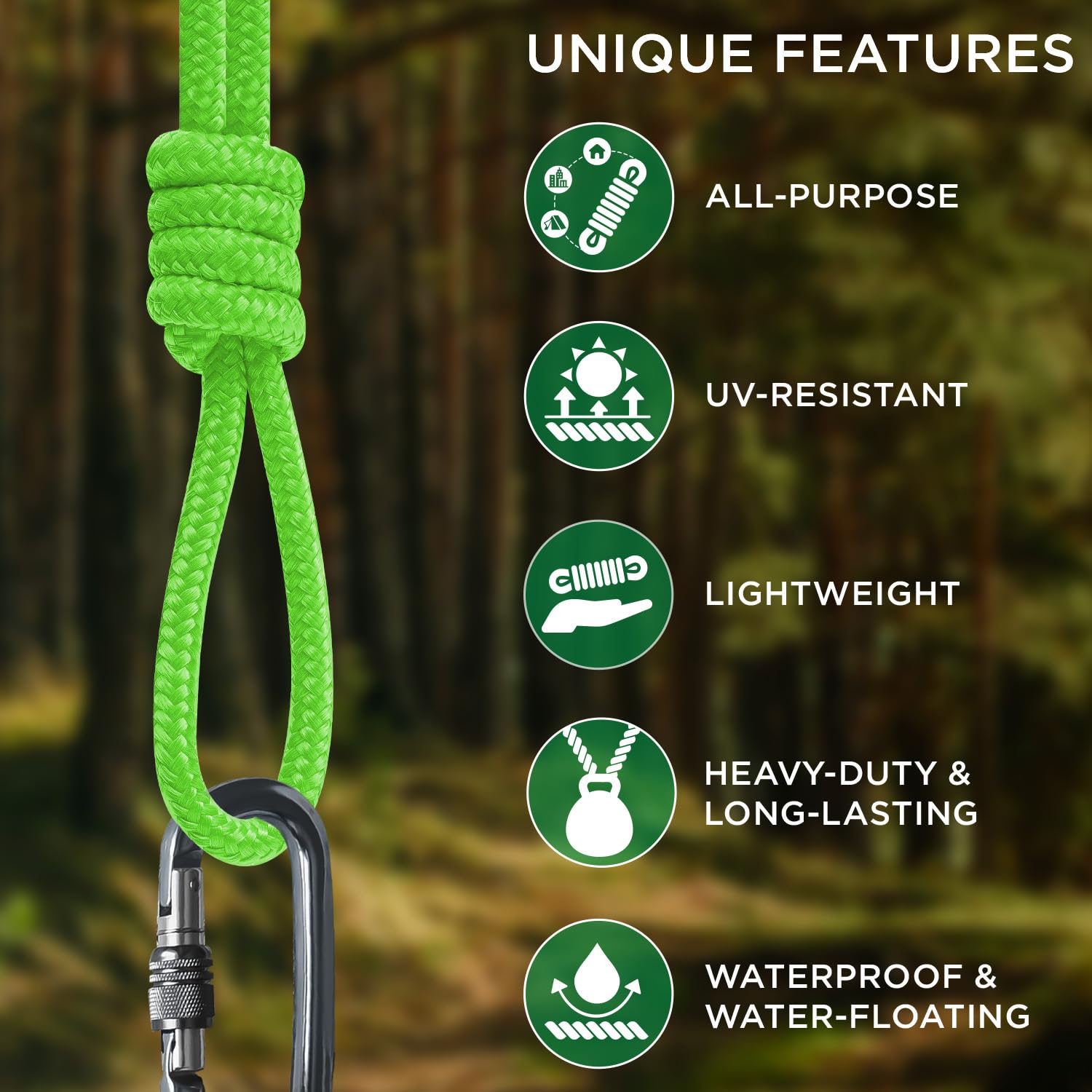 Rope Polypropylene 1/4" 150 ft Neon Green - image 4