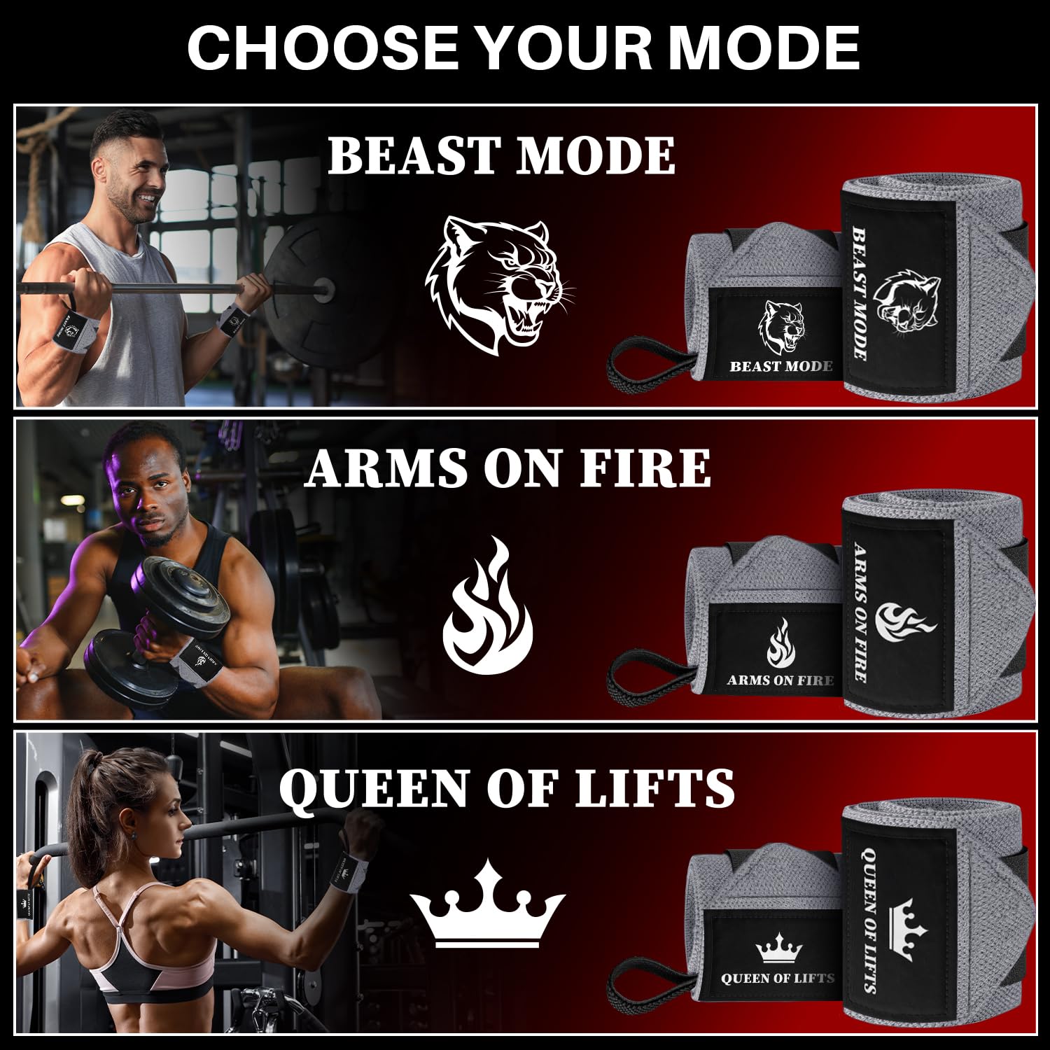 Wrist Wraps – Queen of Lifts – Gray – 18 - image 4