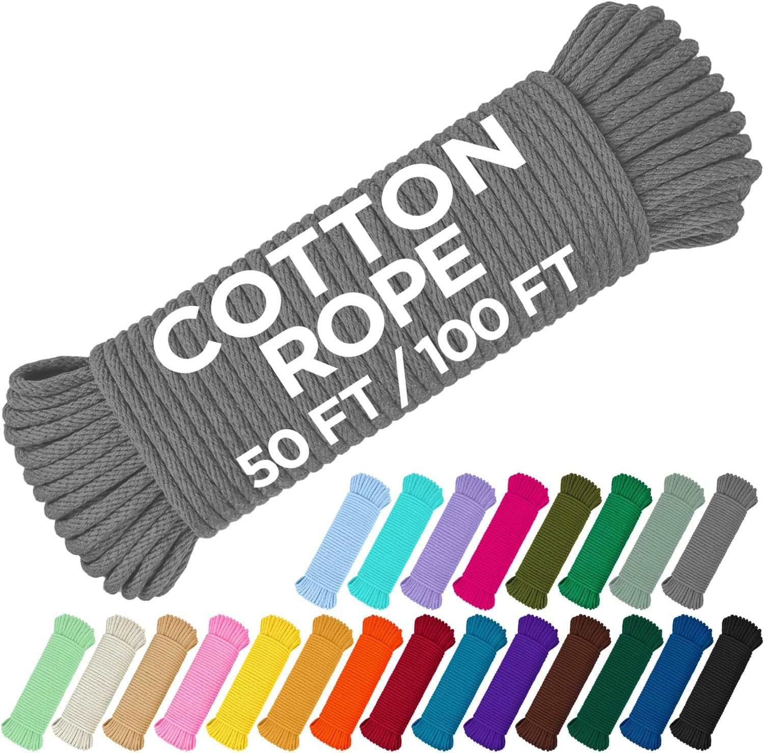 Rope Cotton 3/16" 50 ft Gray - image 1