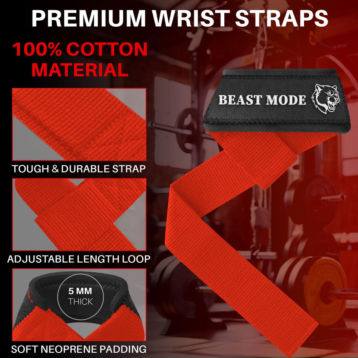 Wrist Straps – Queen of Lifts – Red - image 3