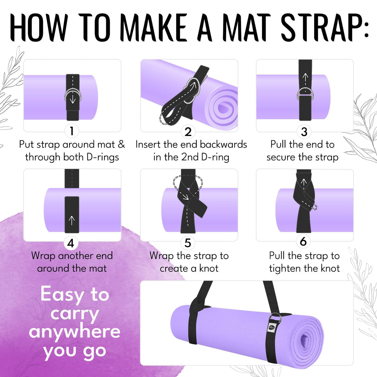 Yoga Straps – Polycotton – Black – 10 ft - image 3