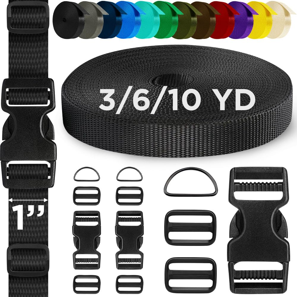 1" Buckles & Strap Kit – Black – 3 Yards - image 1