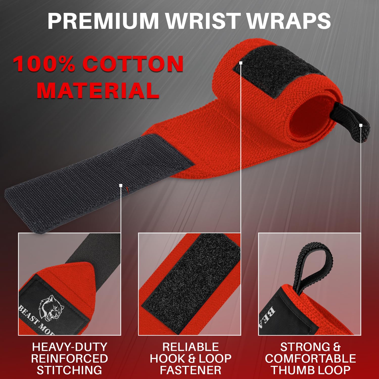 Wrist Wraps – Arms on Fire – Red – 18 - image 4