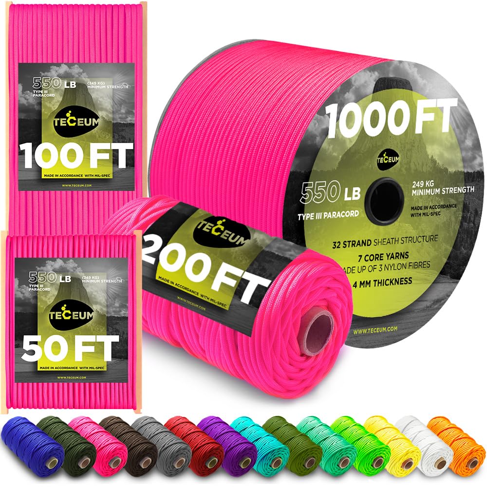 Paracord III 550 Pink – 200 ft - image 1