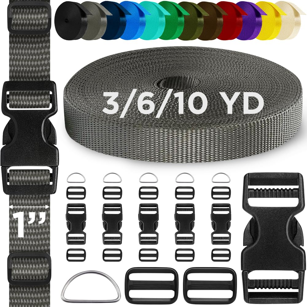1" Buckles & Strap Kit – Charcoal – 6 Yards - image 1