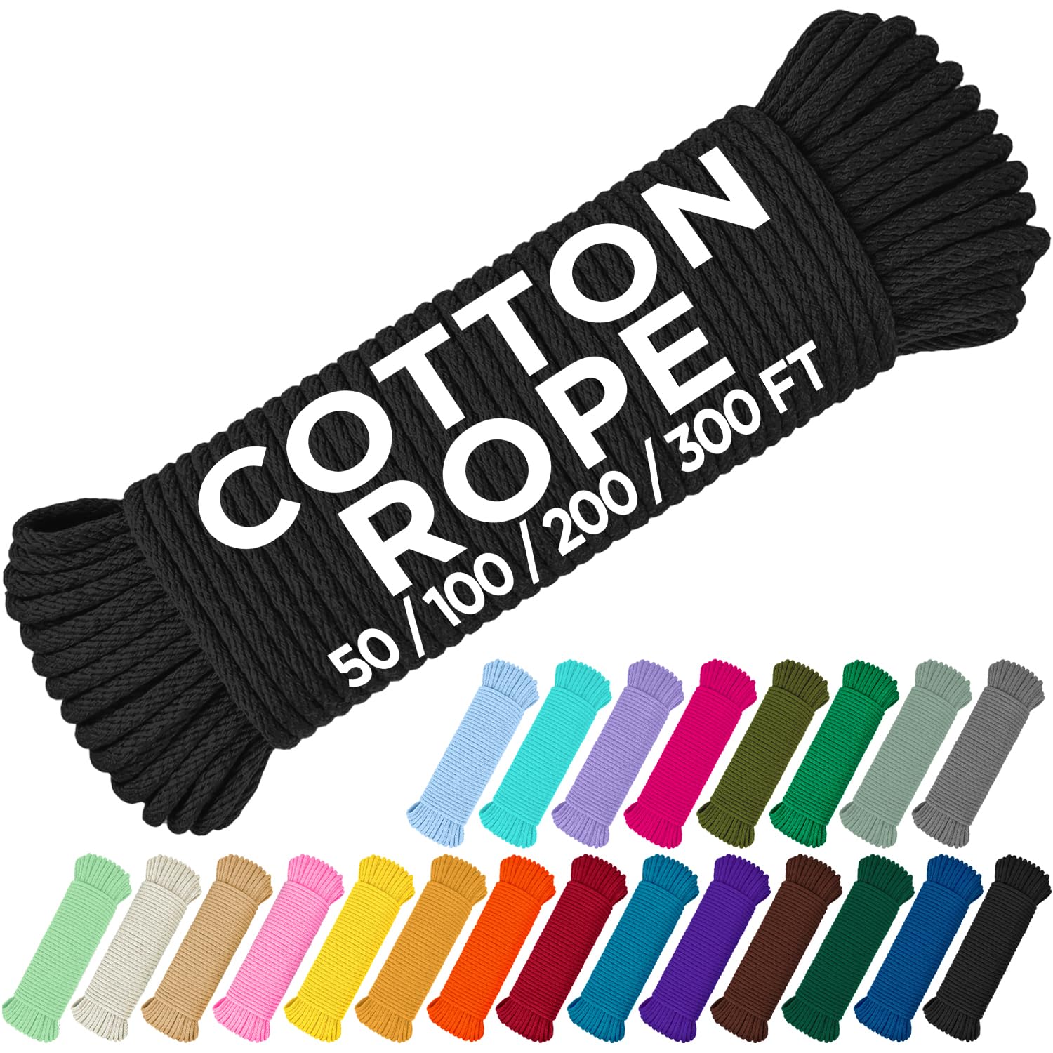 Rope Cotton 3/16" 200 feet Black - image 1