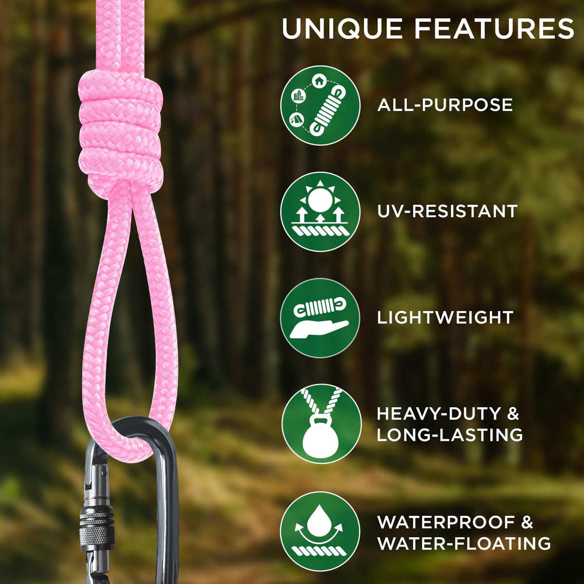 Rope Polypropylene 1/4" 90 ft Pink - image 4
