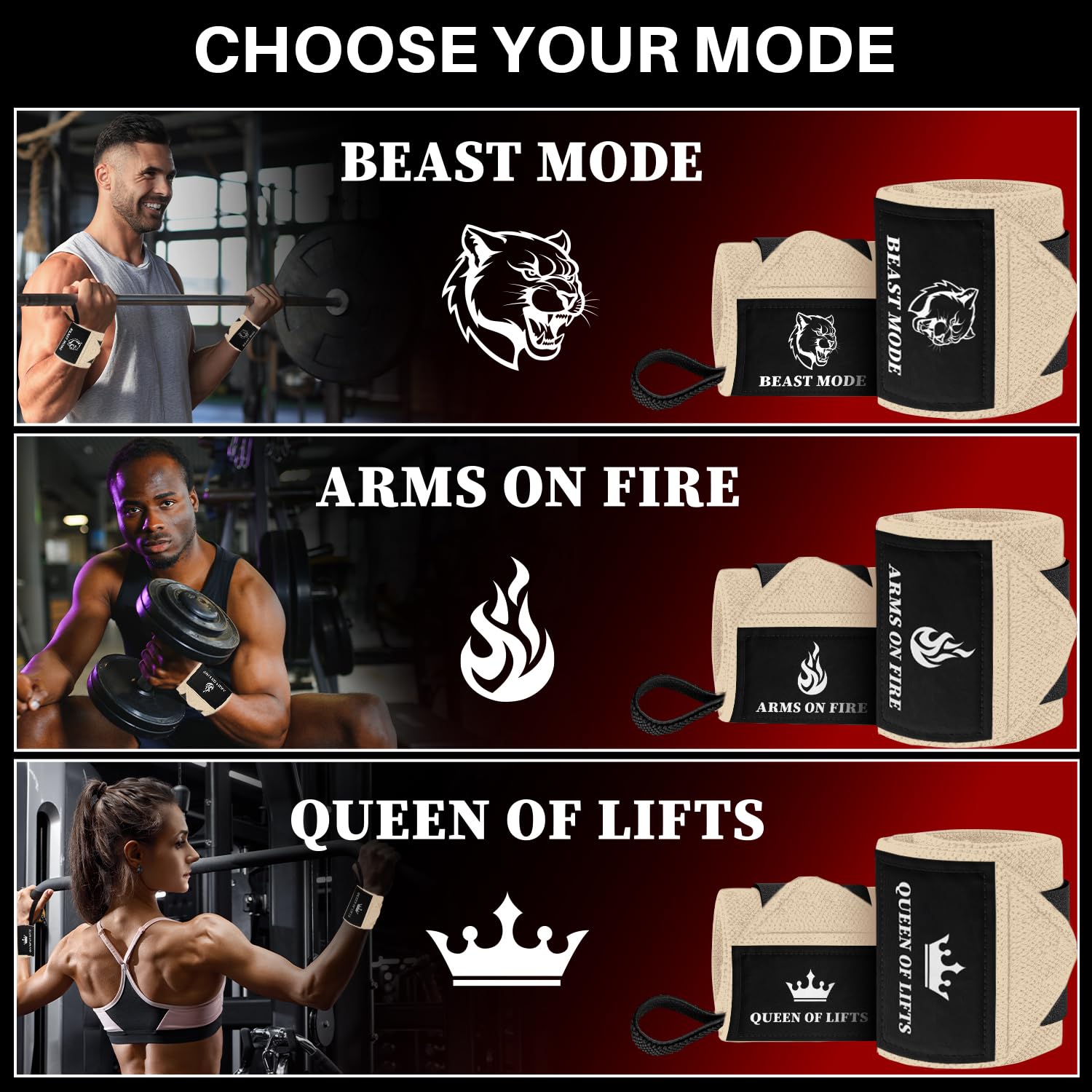 Wrist Wraps – Arms on Fire – Beige – 12 - image 4