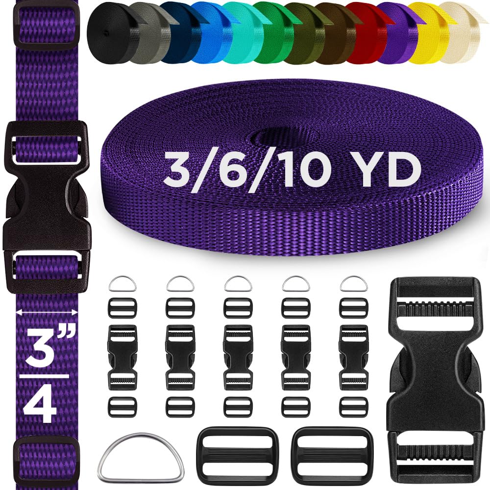 3/4" Buckles & Strap Kit – Dark Purple – 6 Yards - image 1