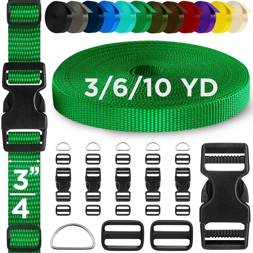 3/4" Buckles & Strap Kit – Green – 6 Yards - image 1