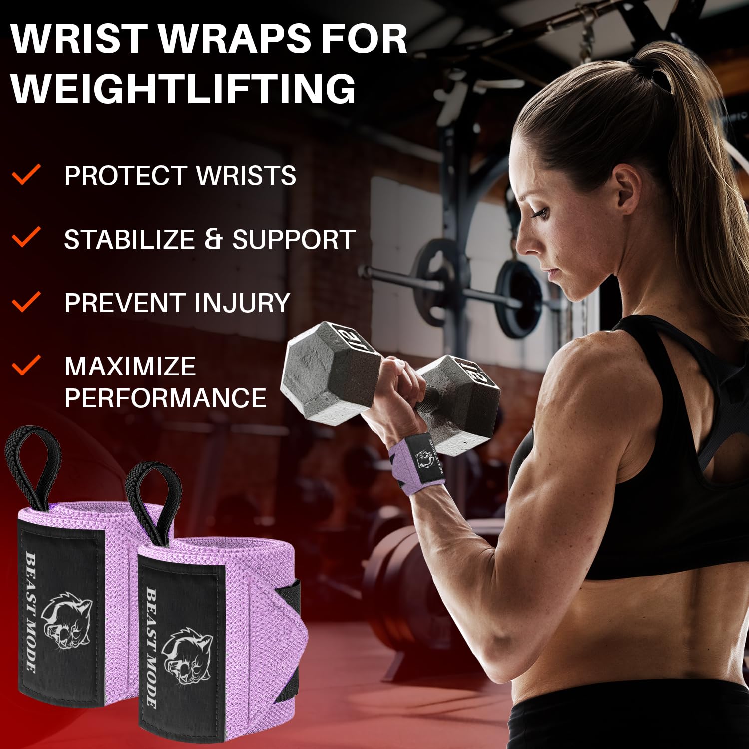 Wrist Wraps – Arms on Fire – Pink – 18 - image 2