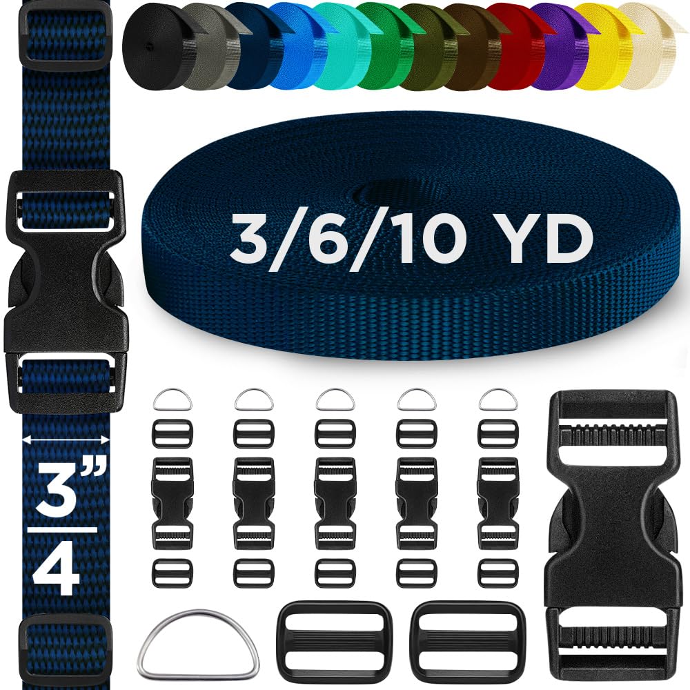 3/4" Buckles & Strap Kit – Navy Blue – 6 Yards - image 1