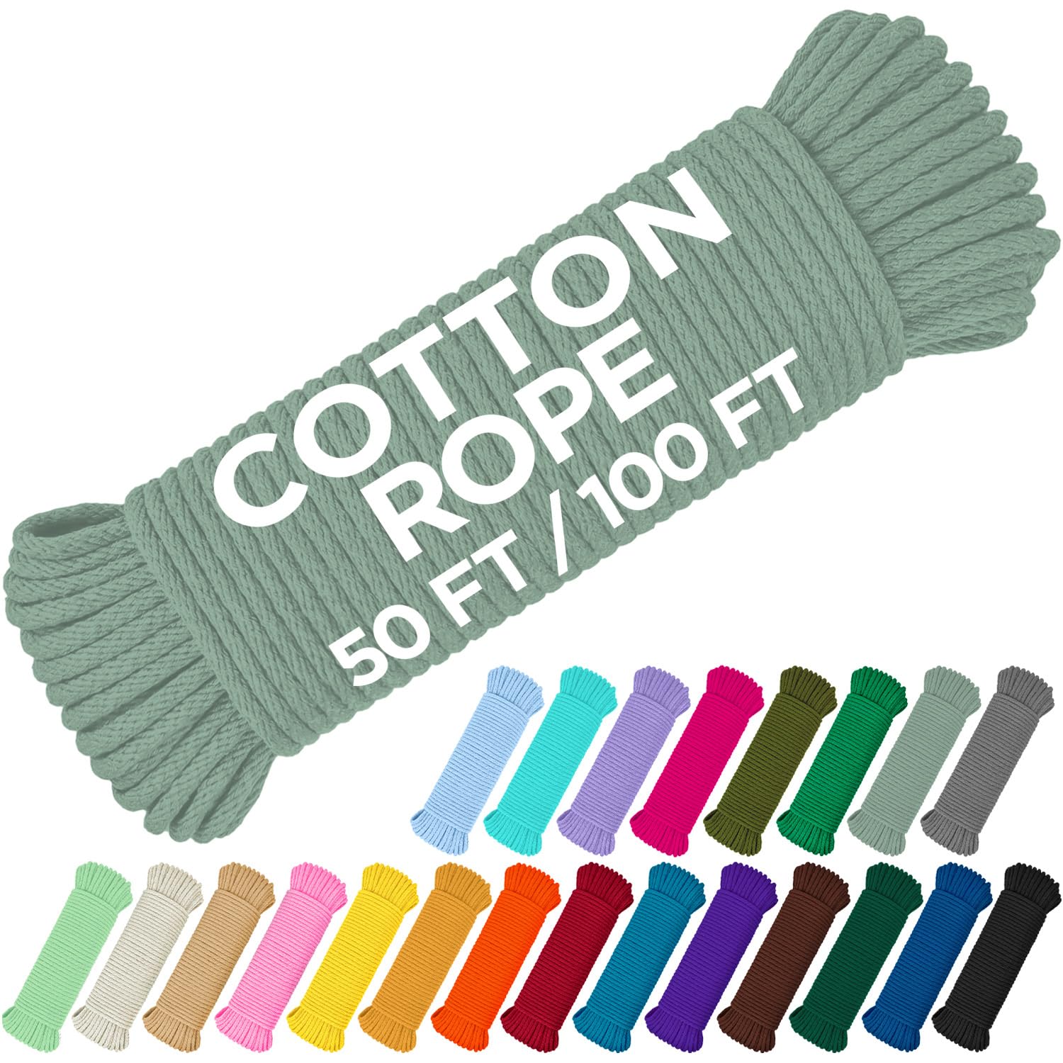 Rope Cotton 3/16" 100 ft Soft Sage - image 1