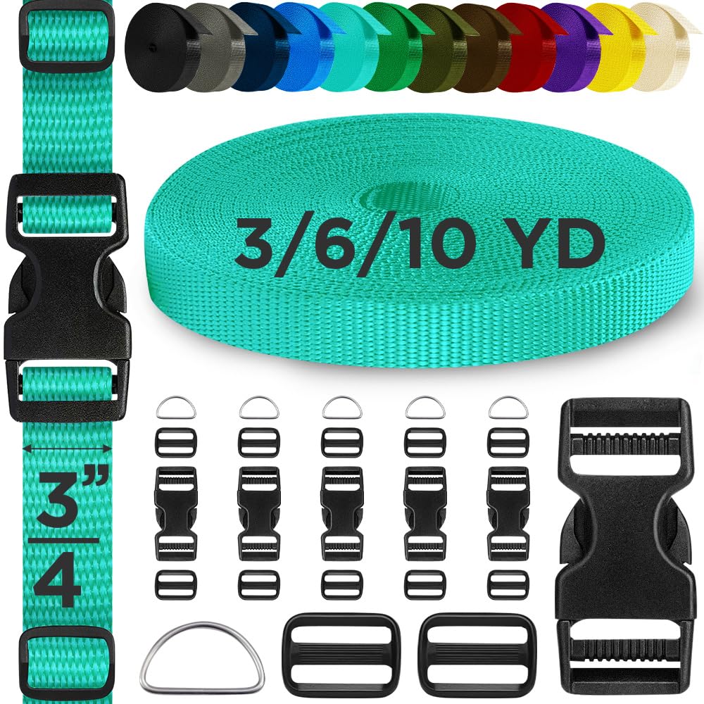 3/4" Buckles & Strap Kit – Turqouise – 6 Yards - image 1