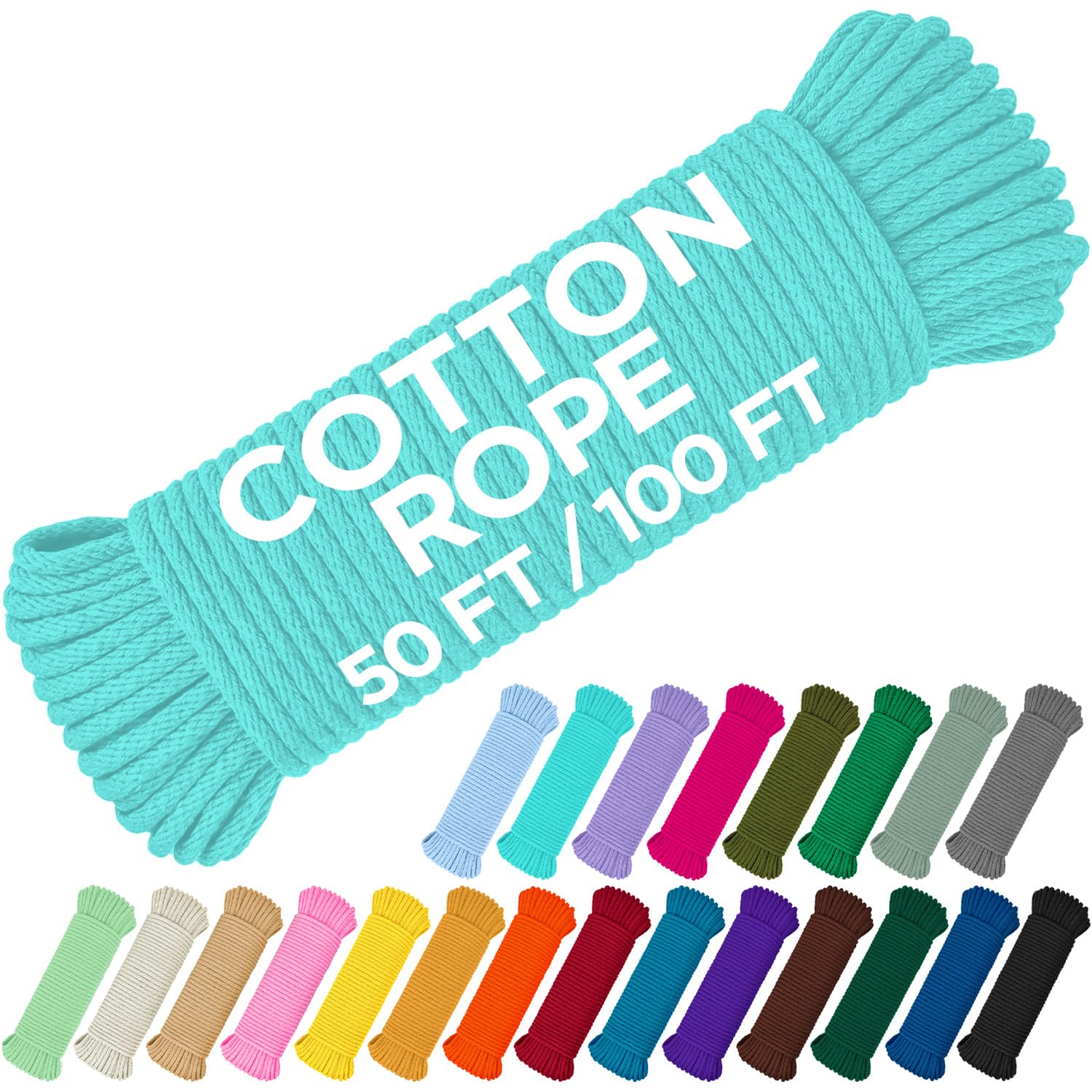 Rope Cotton 3/16" 100 ft Turqouise - image 1