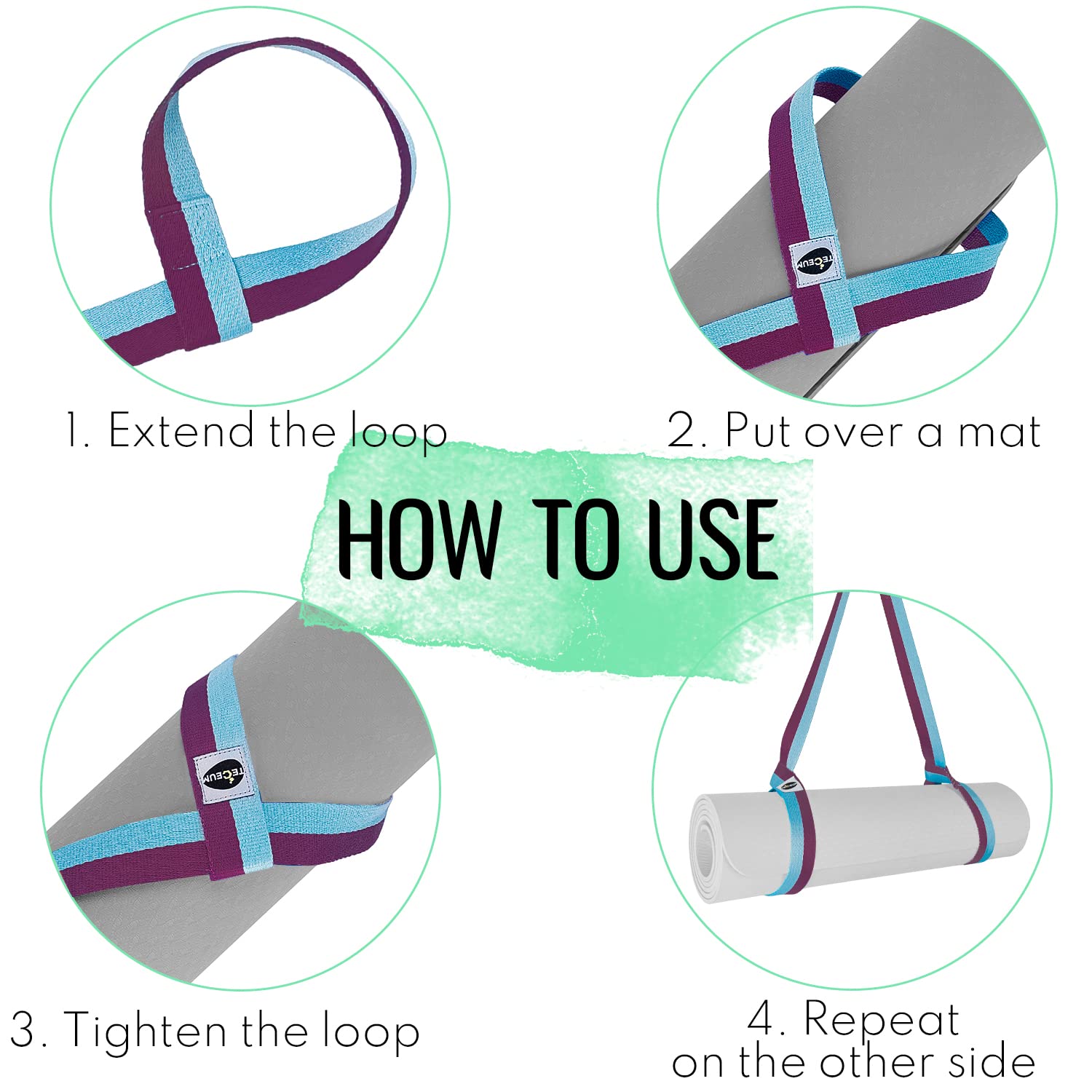 Yoga Mat Straps – Polycotton – Purple Blue – 64 IN - image 5