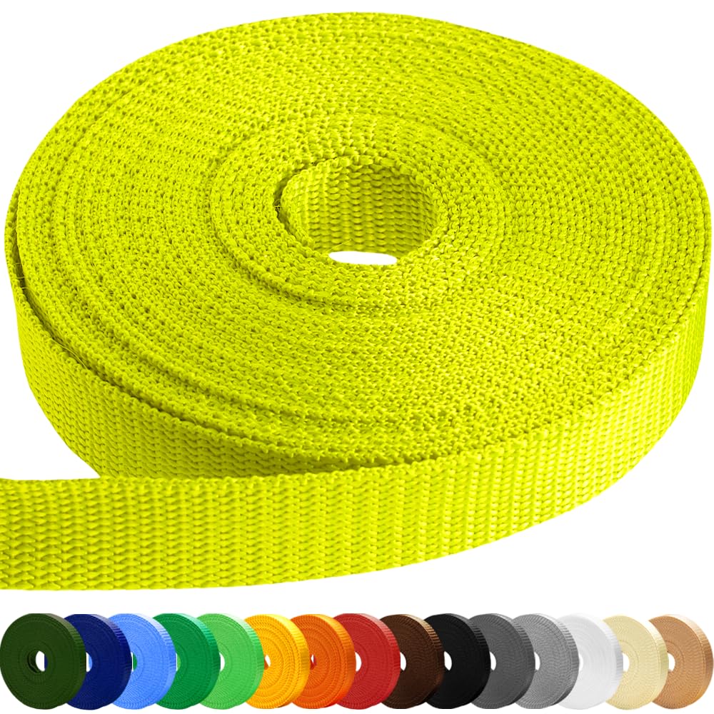 1 Inch Webbing – Neon Yellow – 25 Yards - image 1