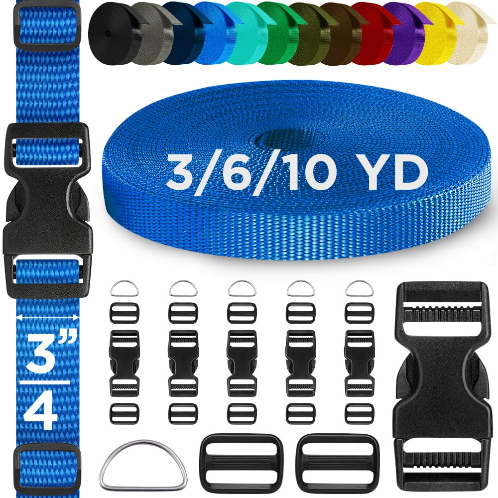 3/4" Buckles & Strap Kit – Simple Blue – 6 Yards - image 1
