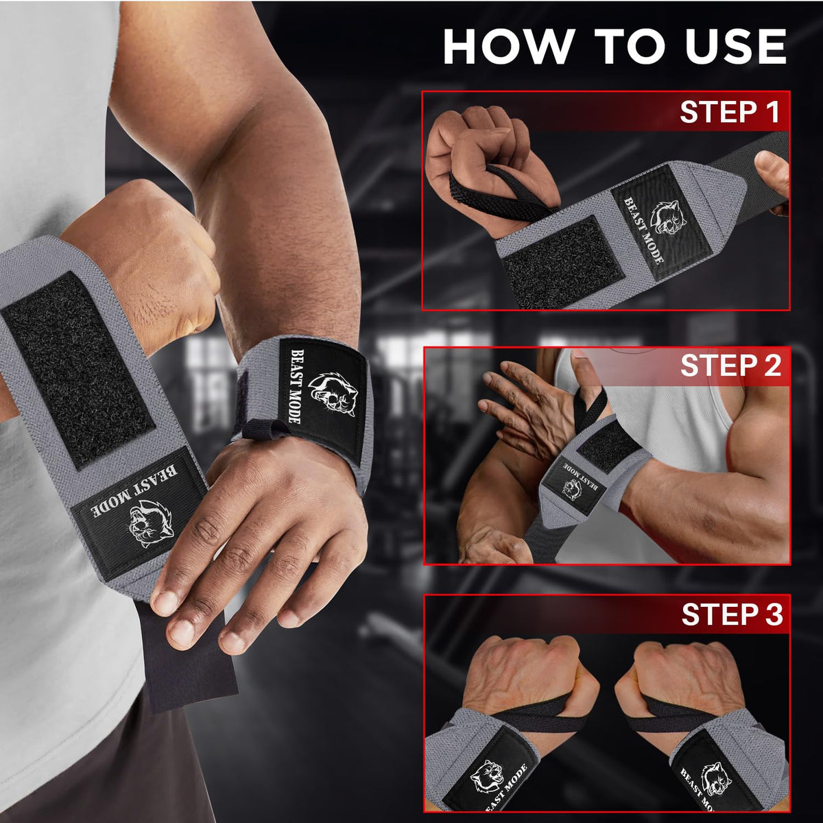 Wrist Wraps – Beast Mode – Gray – 12 - image 7