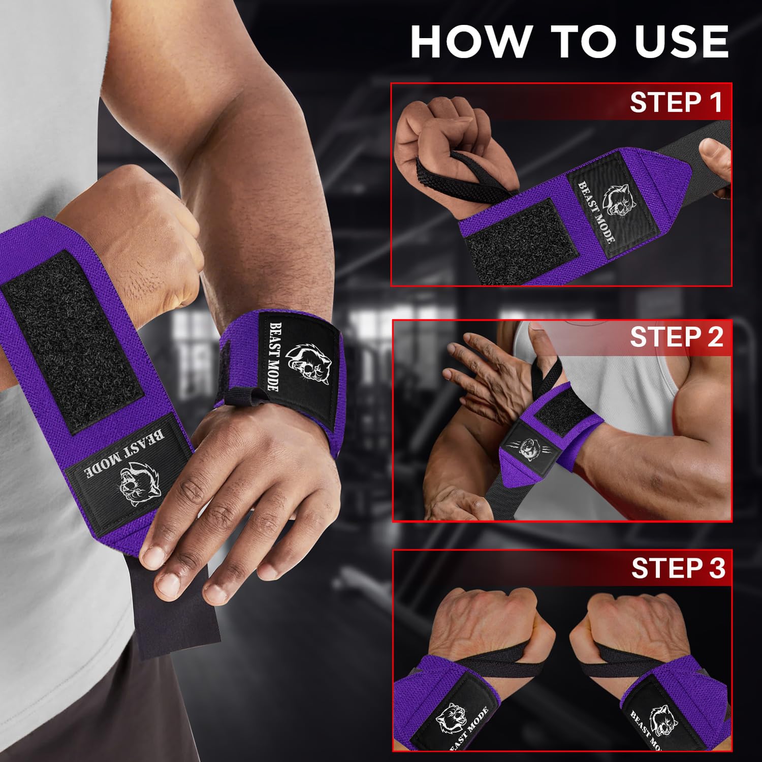 Wrist Wraps – Arms on Fire – Purple – 12 - image 7