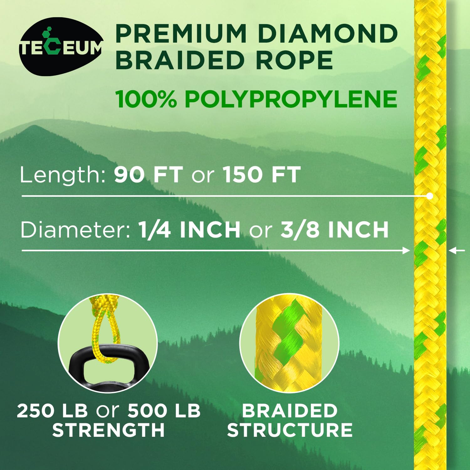 Rope Polypropylene 1/4" 150 ft Neon Mix - image 2