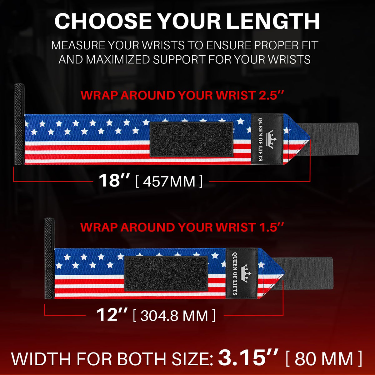 Wrist Wraps – Queen of Lifts – US Flag – 12 - image 5