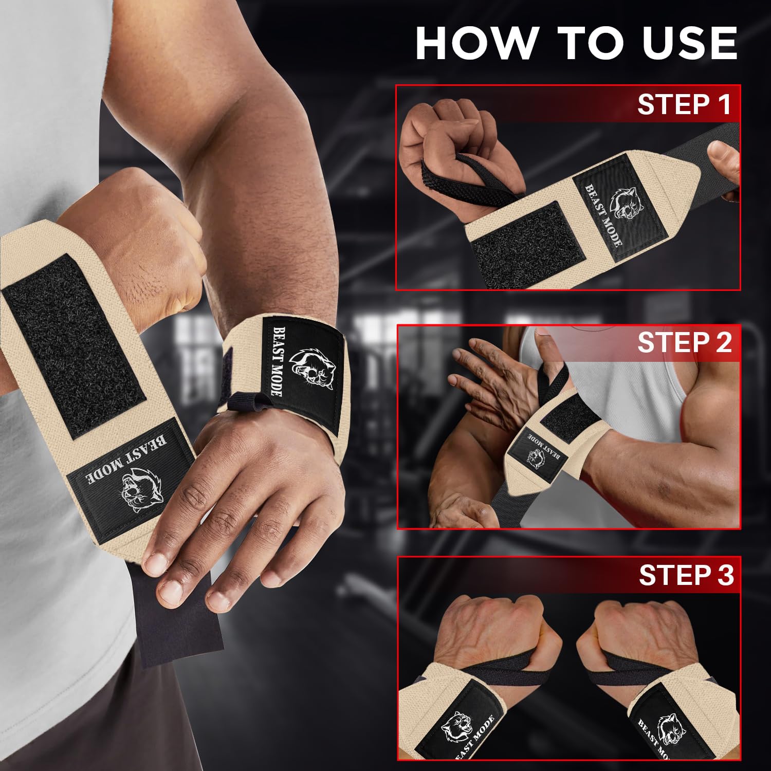 Wrist Wraps – Arms on Fire – Beige – 12 - image 7