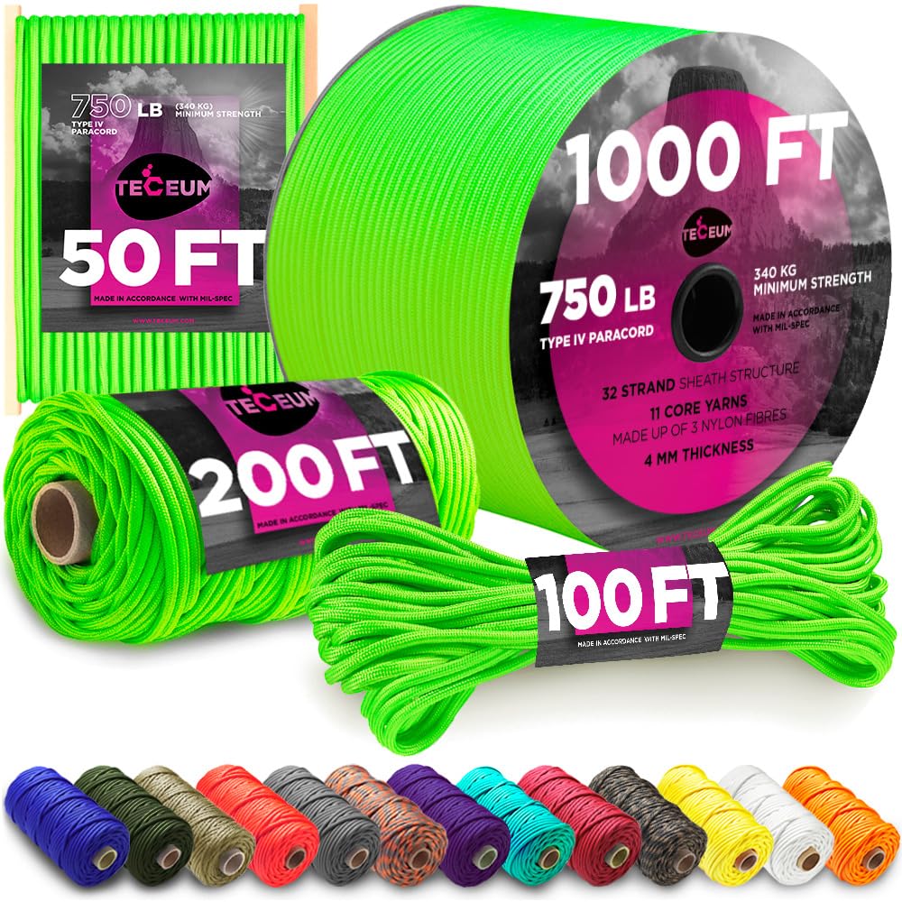 Paracord IV 750 Neon green – 100 ft - image 1