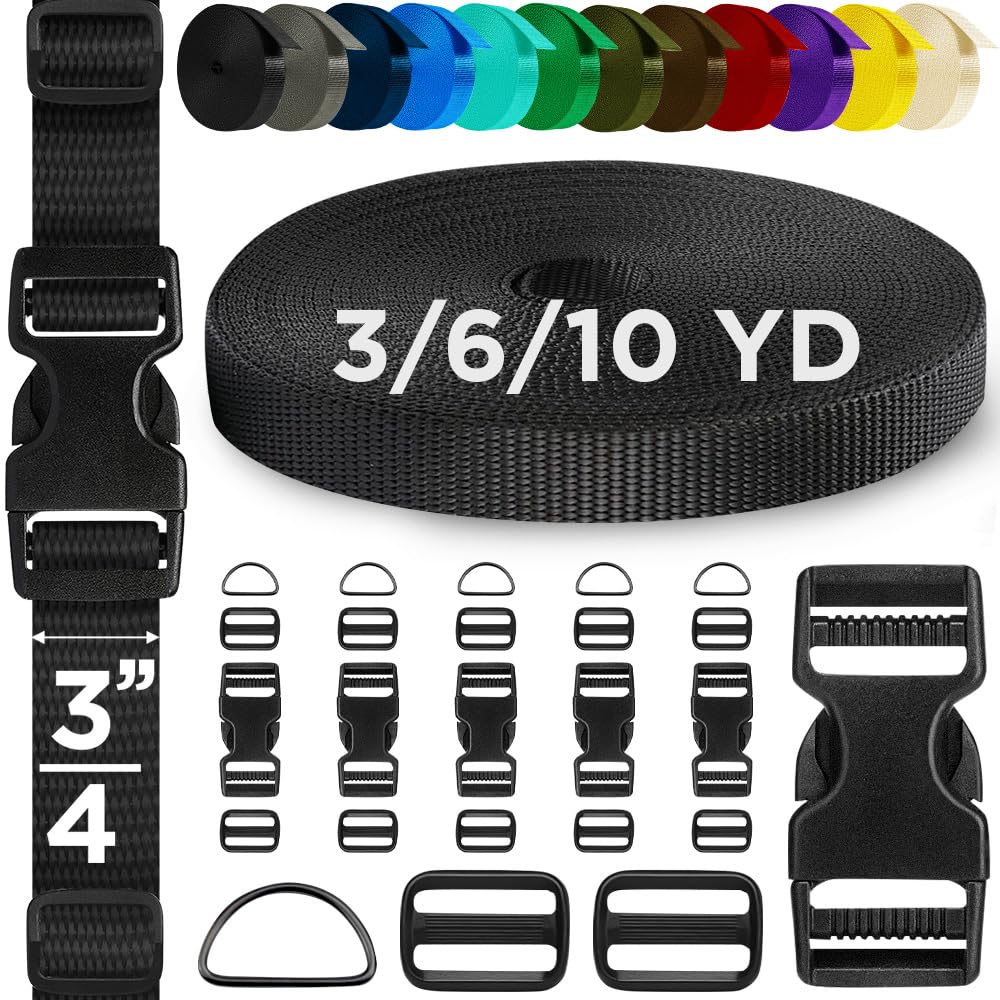 3/4" Buckles & Strap Kit – Black – 6 Yards - image 1