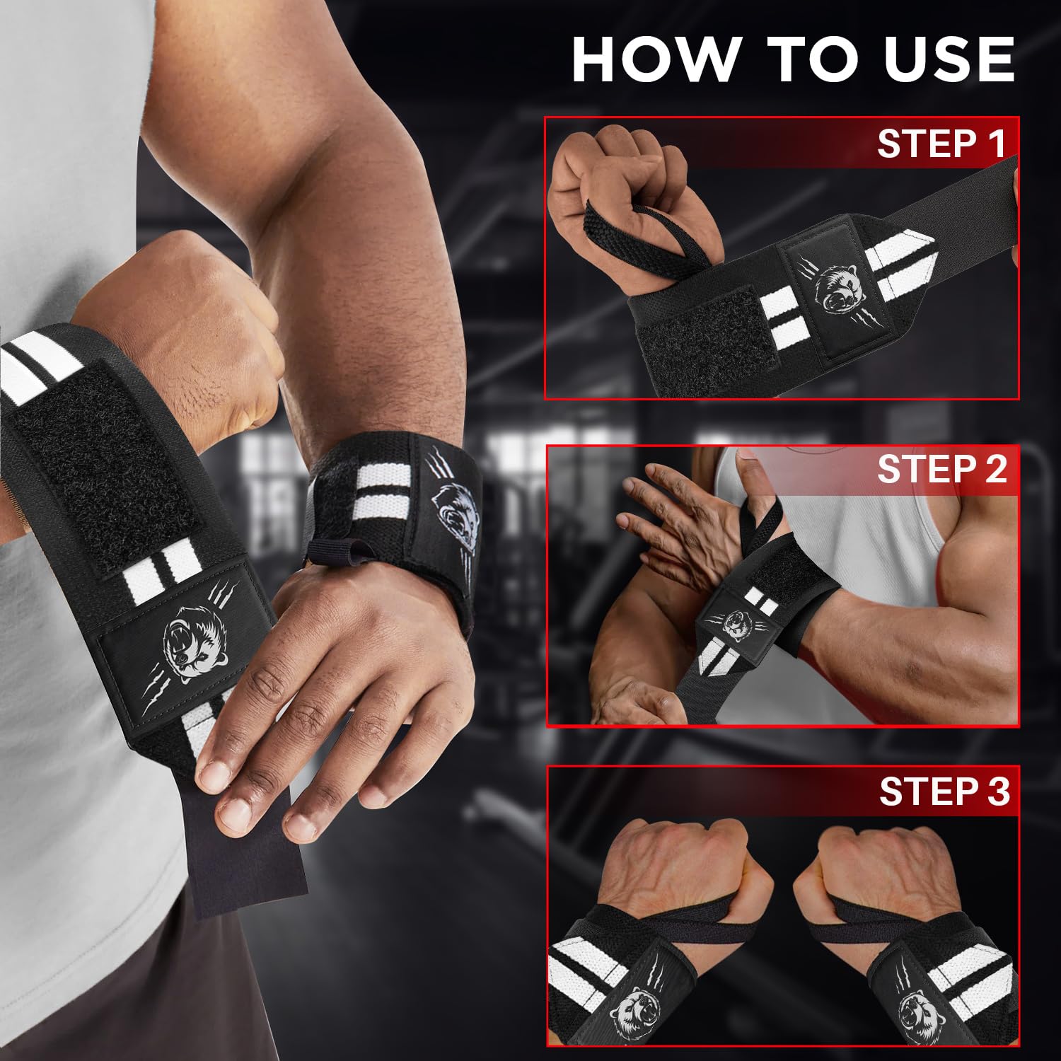 Wrist Wraps – Grizzly – Black and White – 12 - image 7