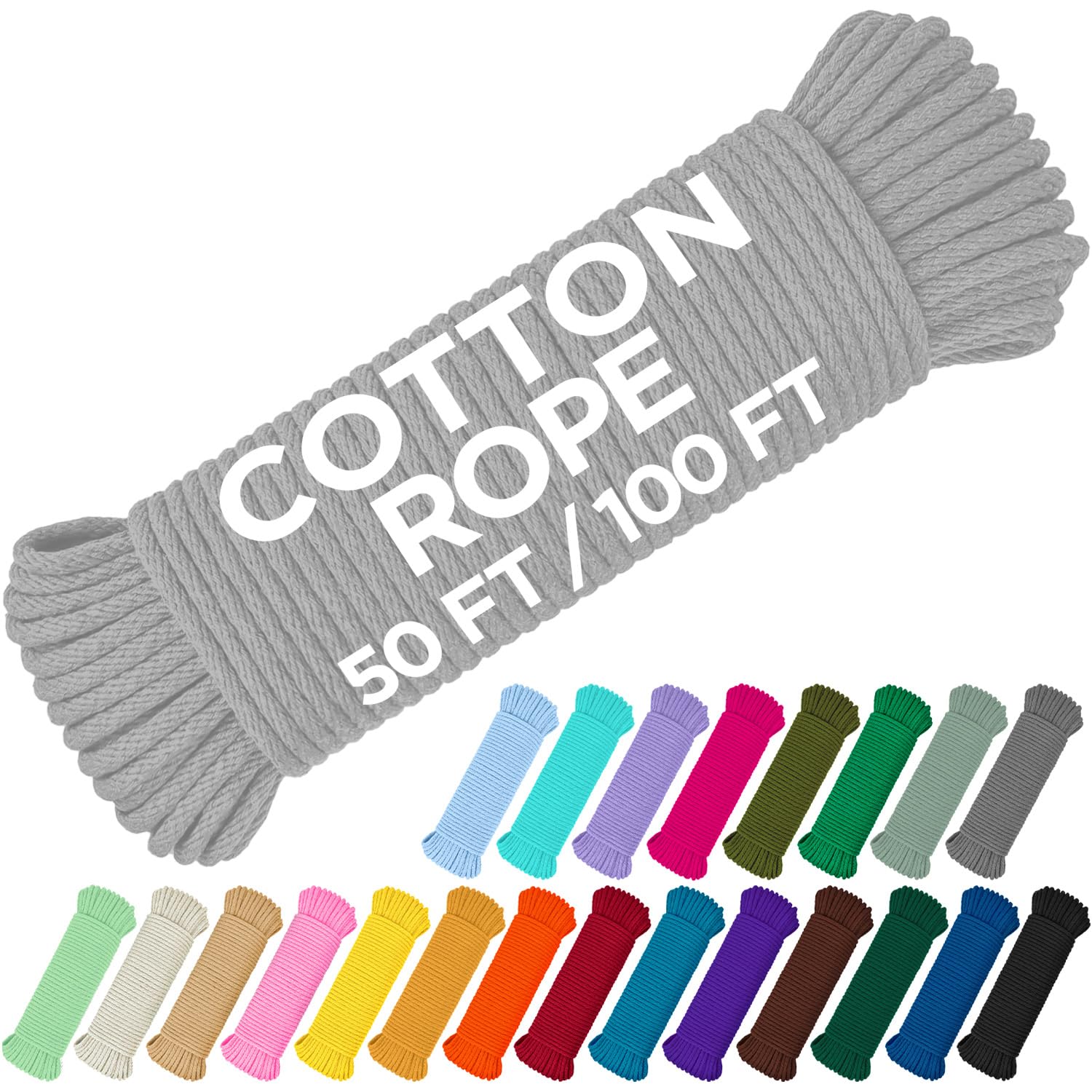 Rope Cotton 3/16" 50 ft Light Gray - image 1