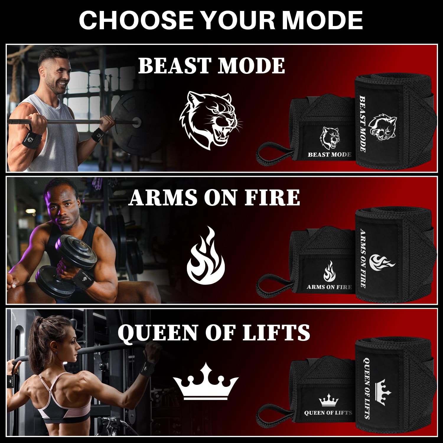 Wrist Wraps – Queen of Lifts – Black – 18 - image 4