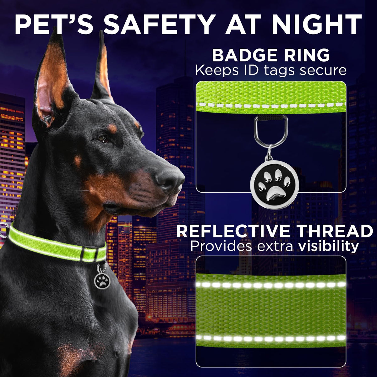 Reflective Dog Collar - 3/8" - XXS - Acid Green - image 4