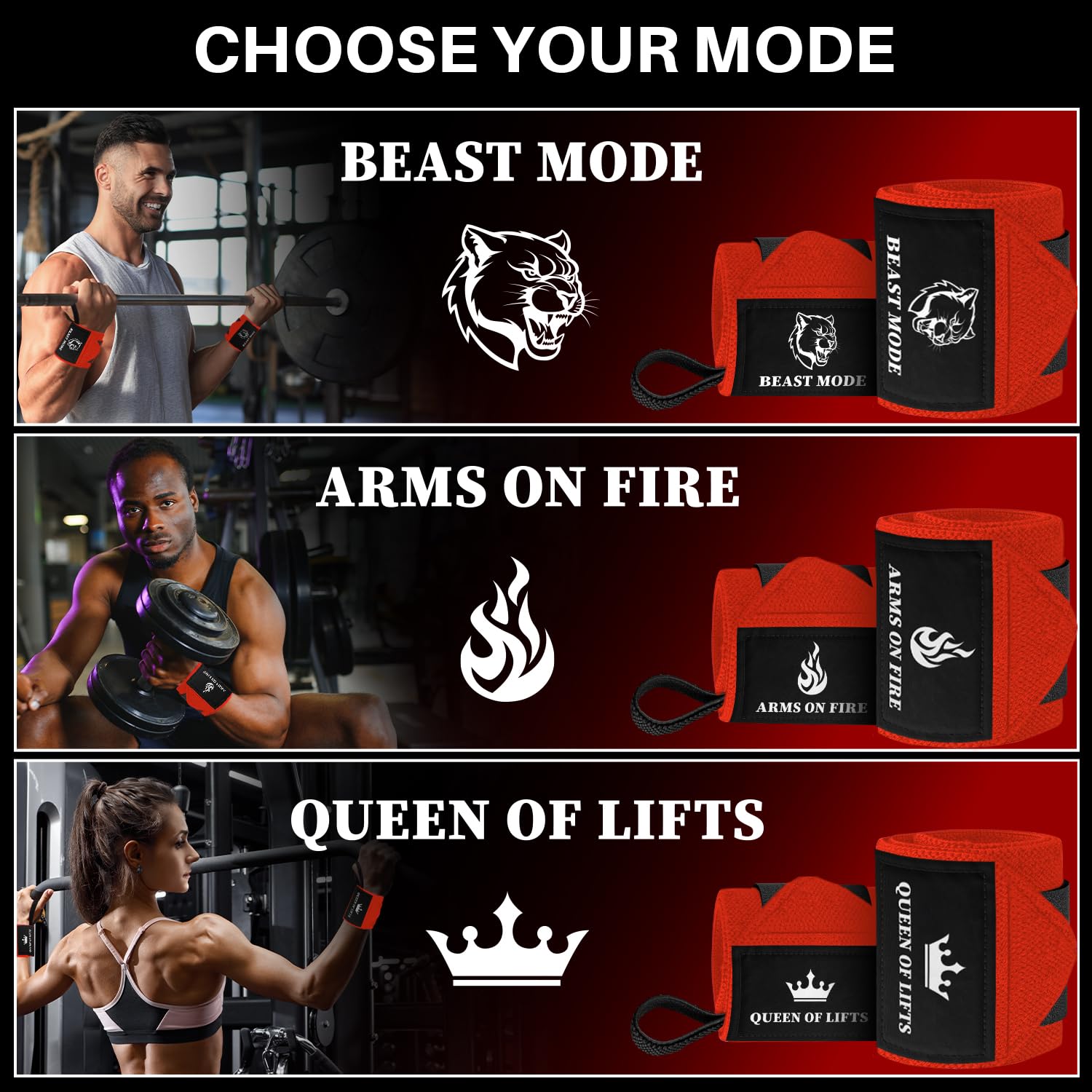 Wrist Wraps – Arms on Fire – Red – 18 - image 5