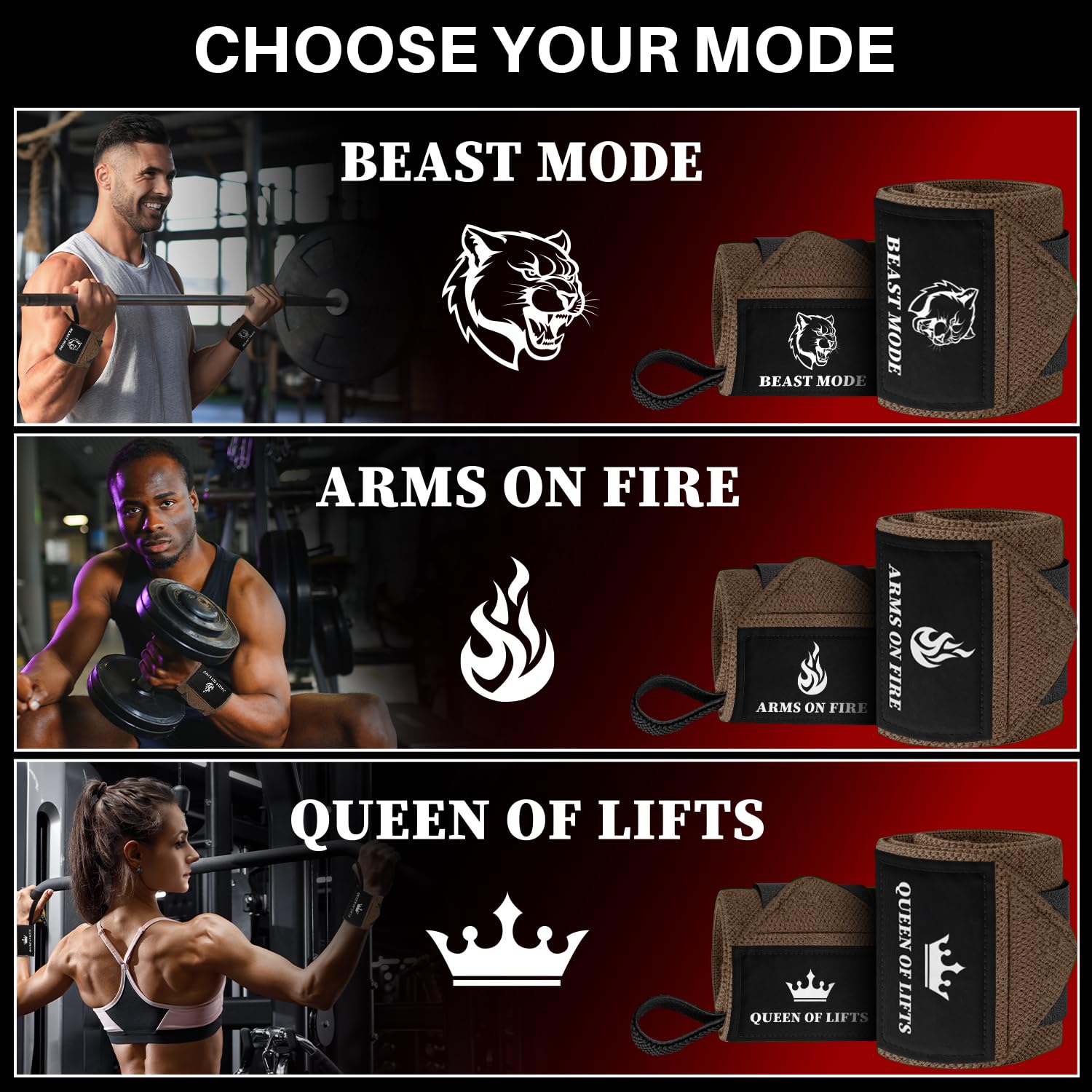 Wrist Wraps – Arms on Fire – Brown – 12 - image 4