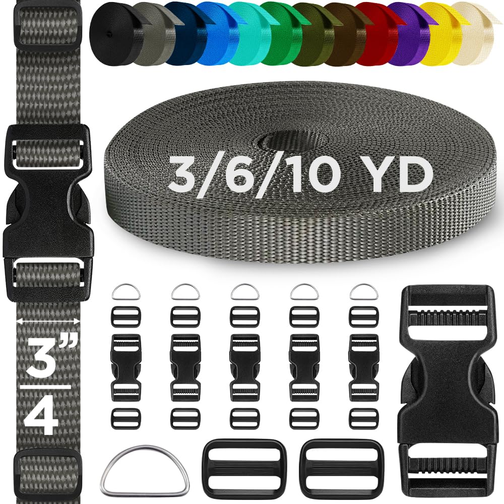 3/4" Buckles & Strap Kit – Charcoal – 6 Yards - image 1