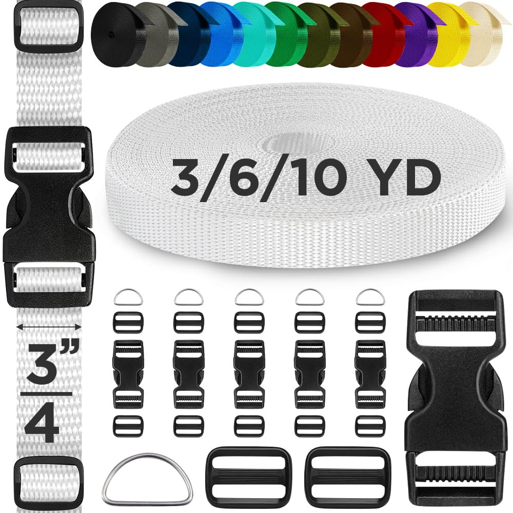 3/4" Buckles & Strap Kit – White – 6 Yards - image 1
