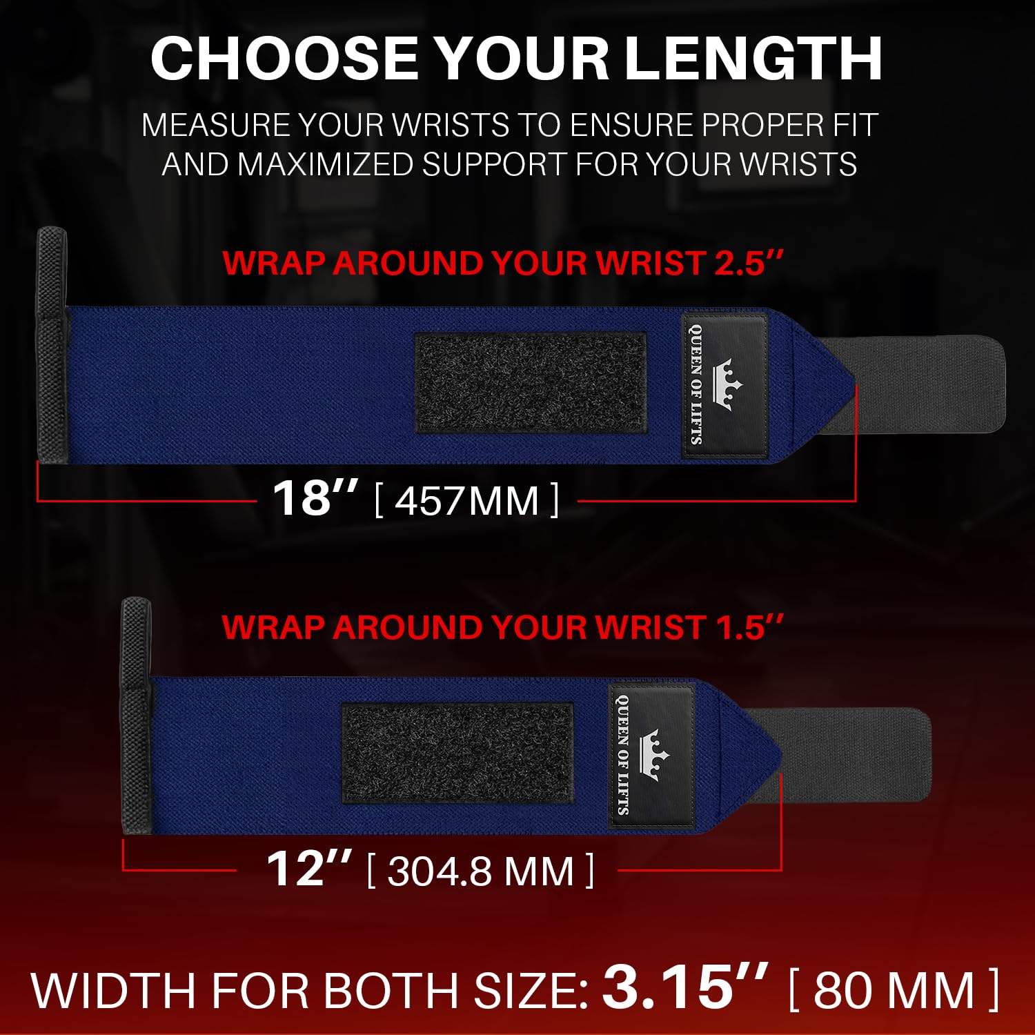Wrist Wraps – Queen of Lifts – Navy Blue – 12 - image 5