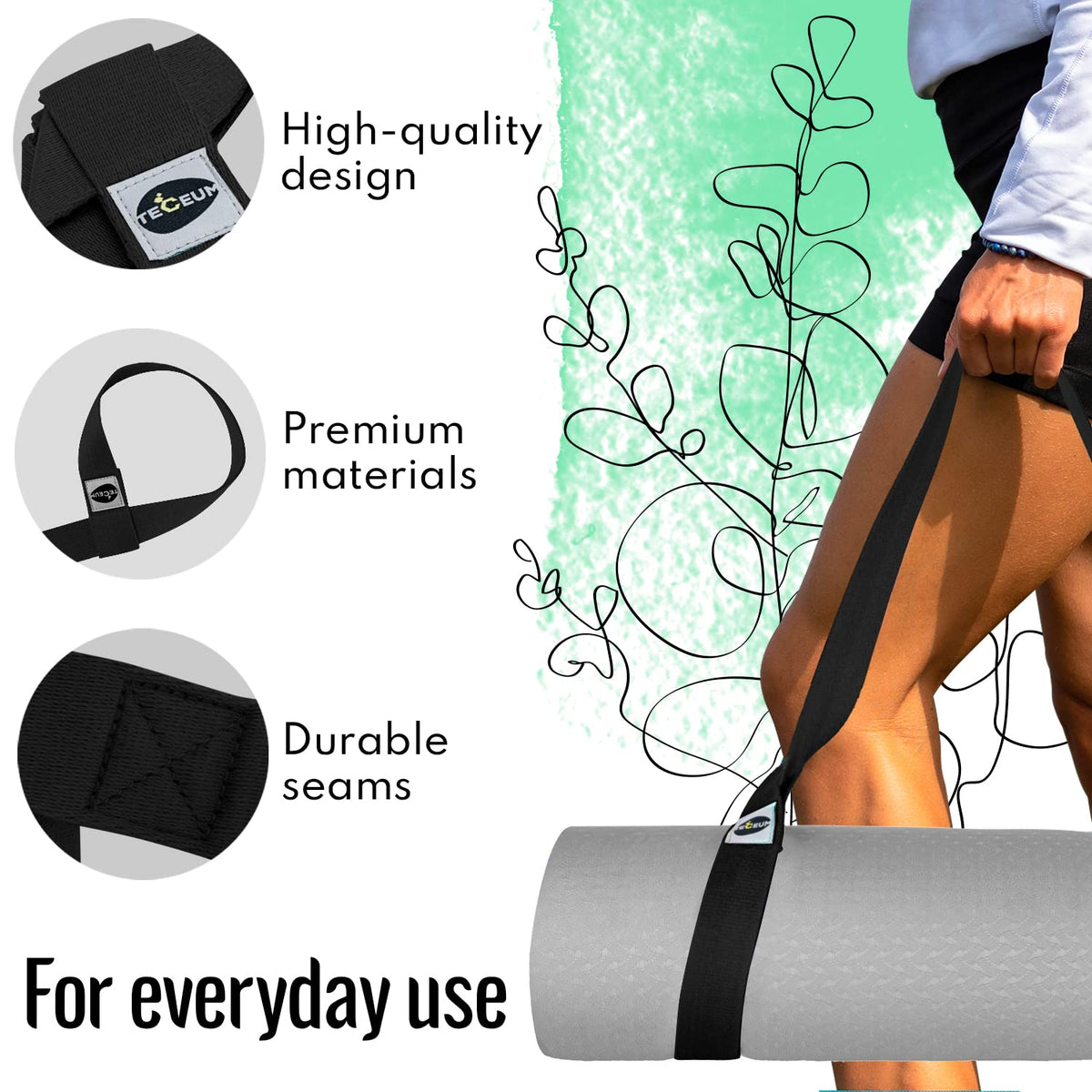 Yoga Mat Straps – Polycotton – Black – 85 IN - image 6