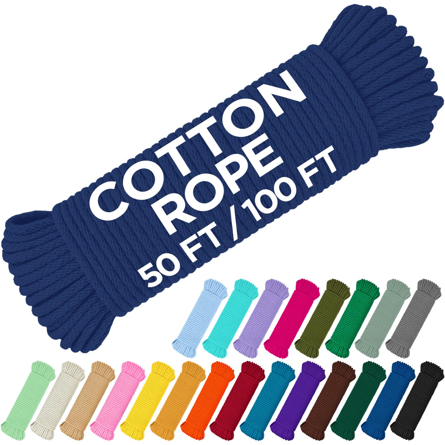 Rope Cotton 3/16" 100 ft Navy Blue - image 1